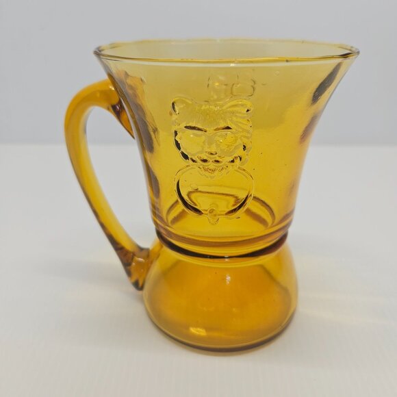 Vintage Rossini Lions Head Amber Glass Beer Mug Applied Handle Italian MCM - Picture 1 of 5